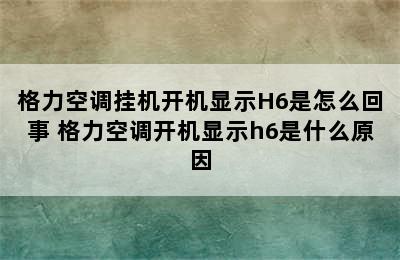 格力空调挂机开机显示H6是怎么回事 格力空调开机显示h6是什么原因